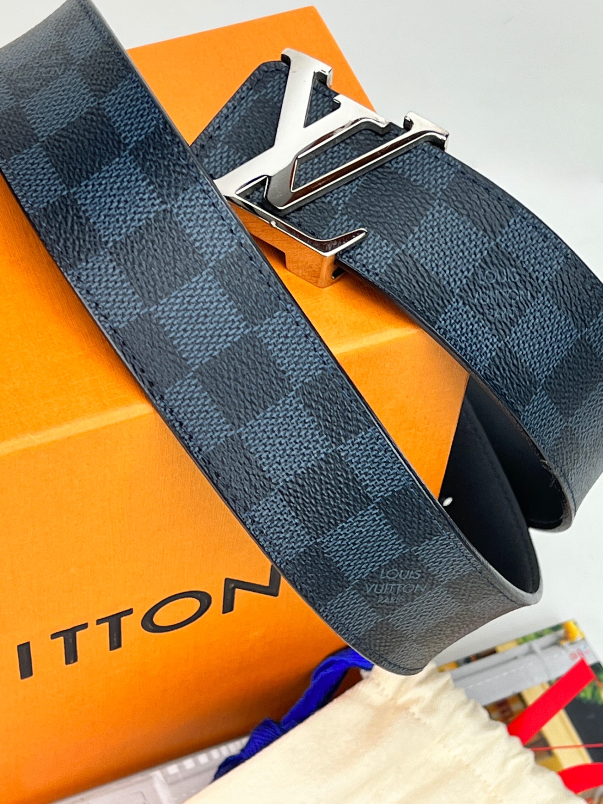 Cinto Louis Vuitton Canvas Damier Azur Original - AJF100