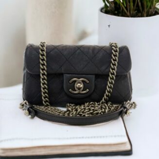 Caviar Quilted Mini Simply CC Flap Black