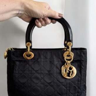 Dior Lady Cannage Nylon Small Preta
