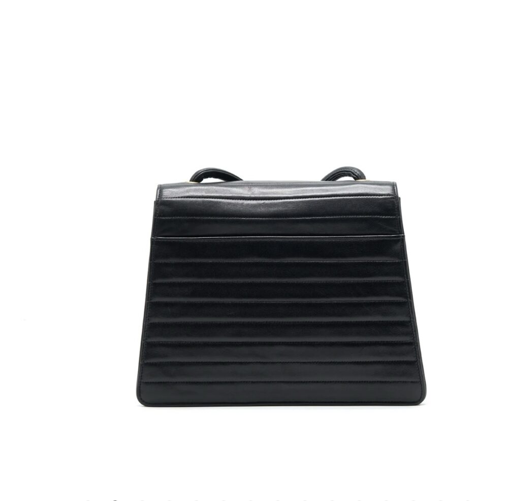 CHANEL VINTAGE KELLY FLAP BAG WITH LONG STRAP BLACK 24K GHW - Image 3