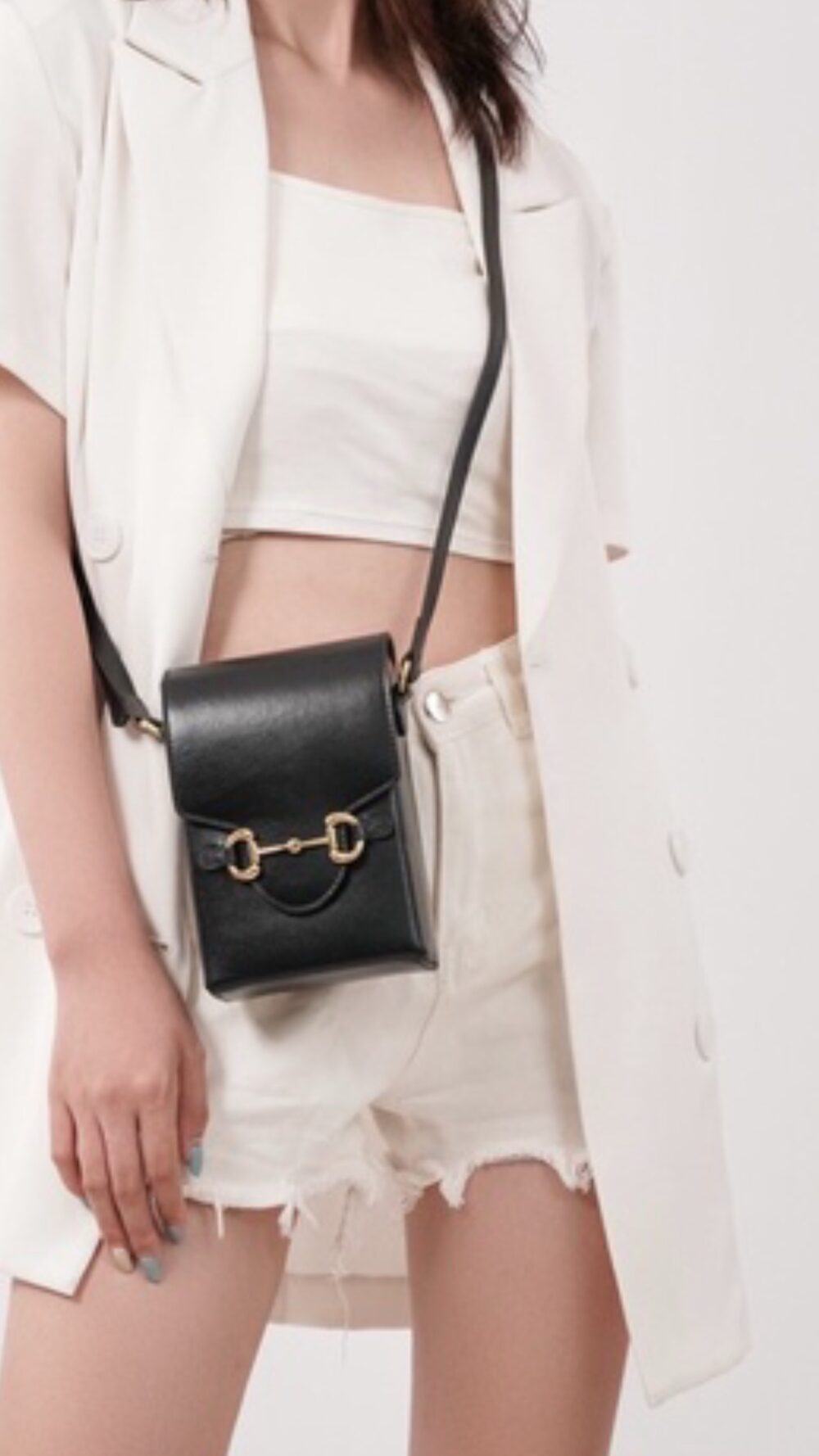 Gucci Horsebit 1955 Flap Leather Shoulder Bag Black