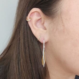 Brinco Vivara Esteira Ouro Amarelo Branco Diamantes