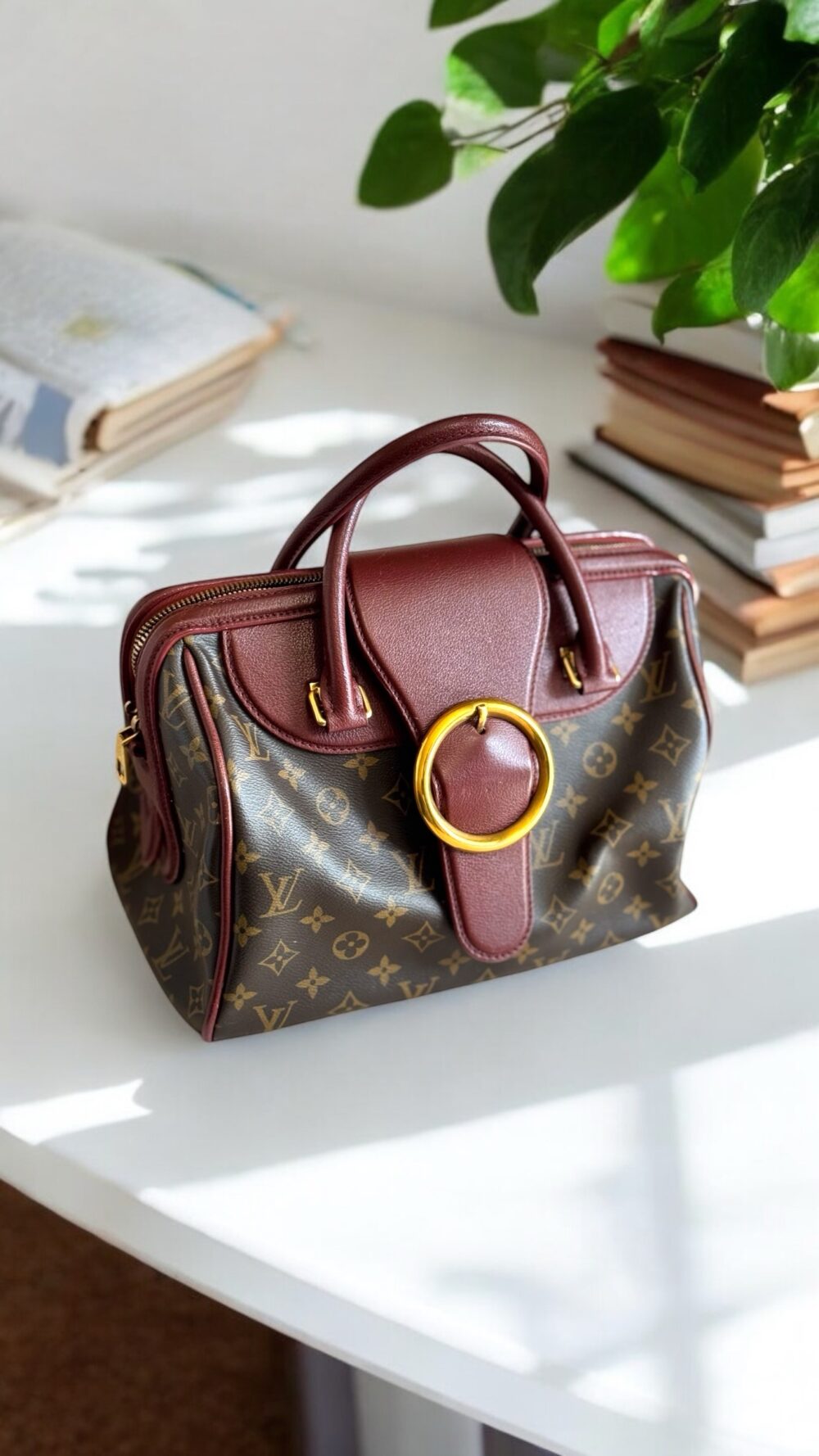 L V Bordeaux Monogram Golden Arrow Speedy Bag - Image 4