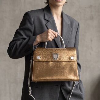 Dior Gold Media Metallic Diorever Satchel Golden