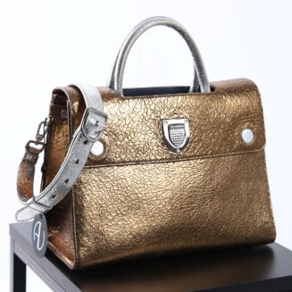 Dior Gold Media Metallic Diorever Satchel Golden