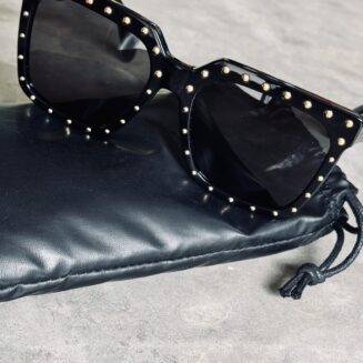 CELINE black STUDDED RECTANGULAR Sunglasses CL4055IS