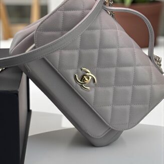 Chanel Caviar Quilted Business Affinity Flap Grey