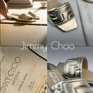 sandália rasteira Themis da Jimmy Choo em couro metálico dourado
