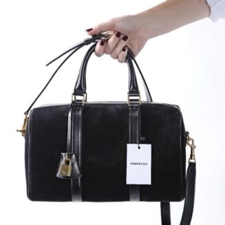 Celine Large Boston In Suede Calfskin