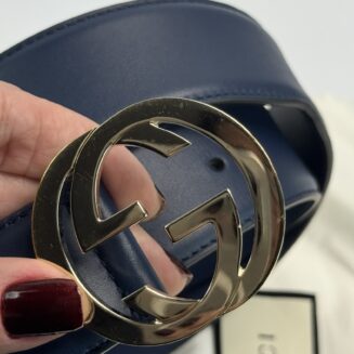 Cinto Gucci couro azul