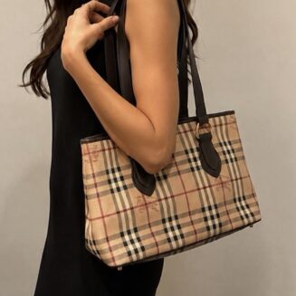 vintage Burberry Haymarket Check Regent Tote Bag.