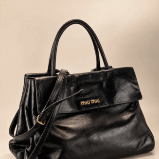 Miu Miu Black Glossy Leather Top Handle Bag