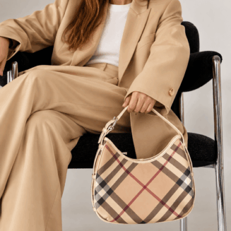 Burberry Check Medium Barton Hobo Bag